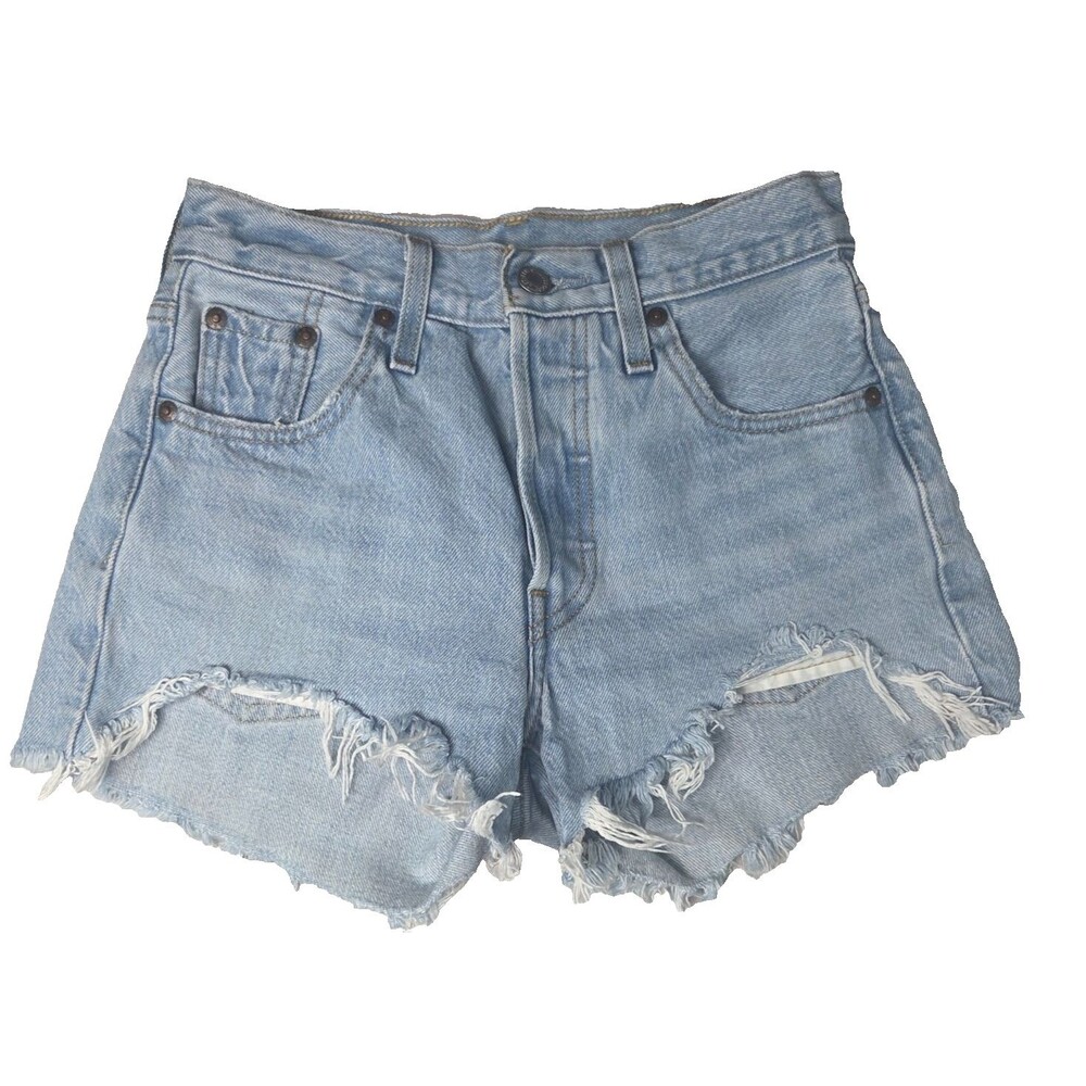 Levi's Premium 501 Cutoff Distressed Denim Shorts W23 Light Wash Women